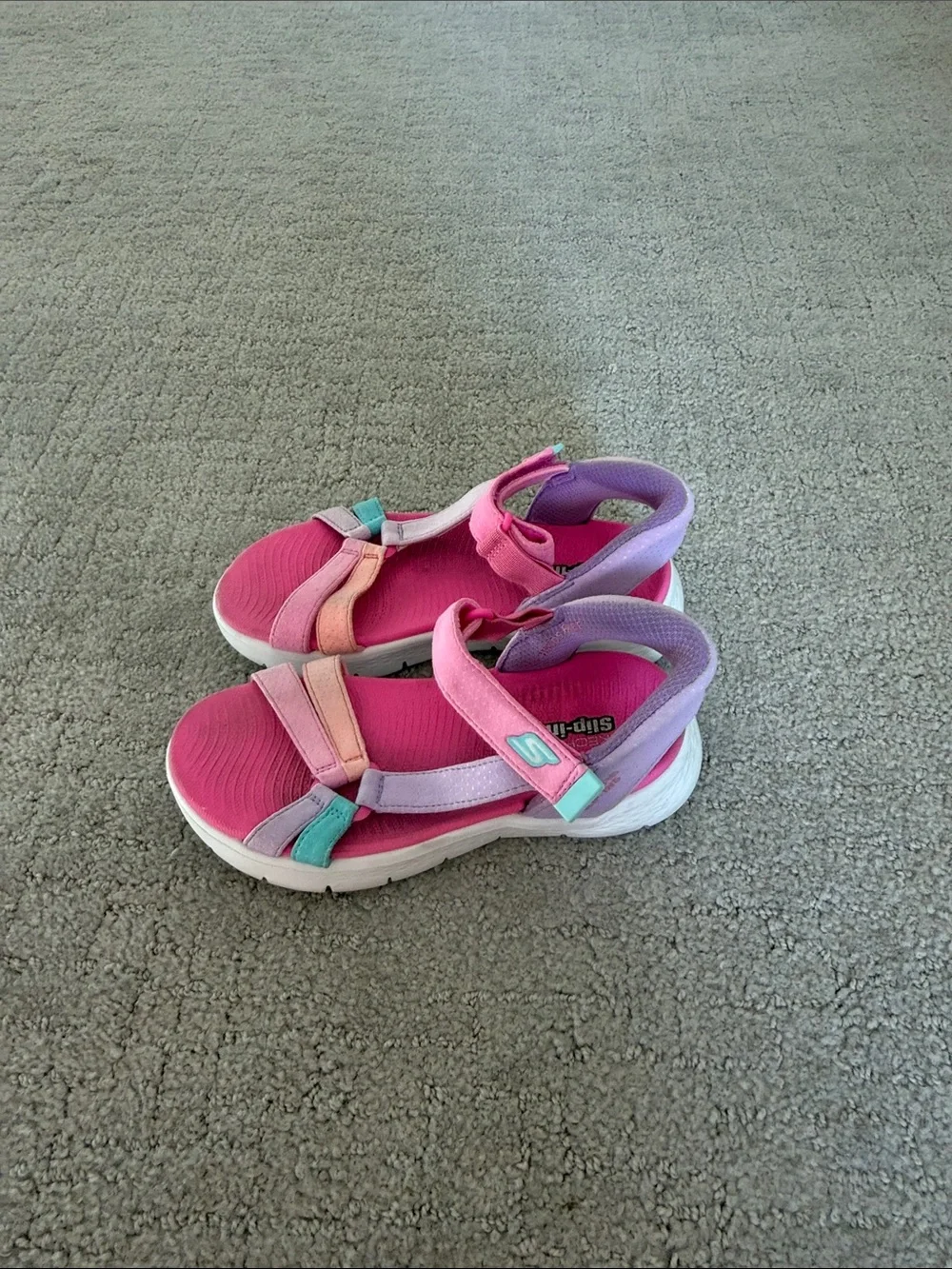 Sketchers Kids Pink Multi-Color Sport Sandals - Comfortable Straps